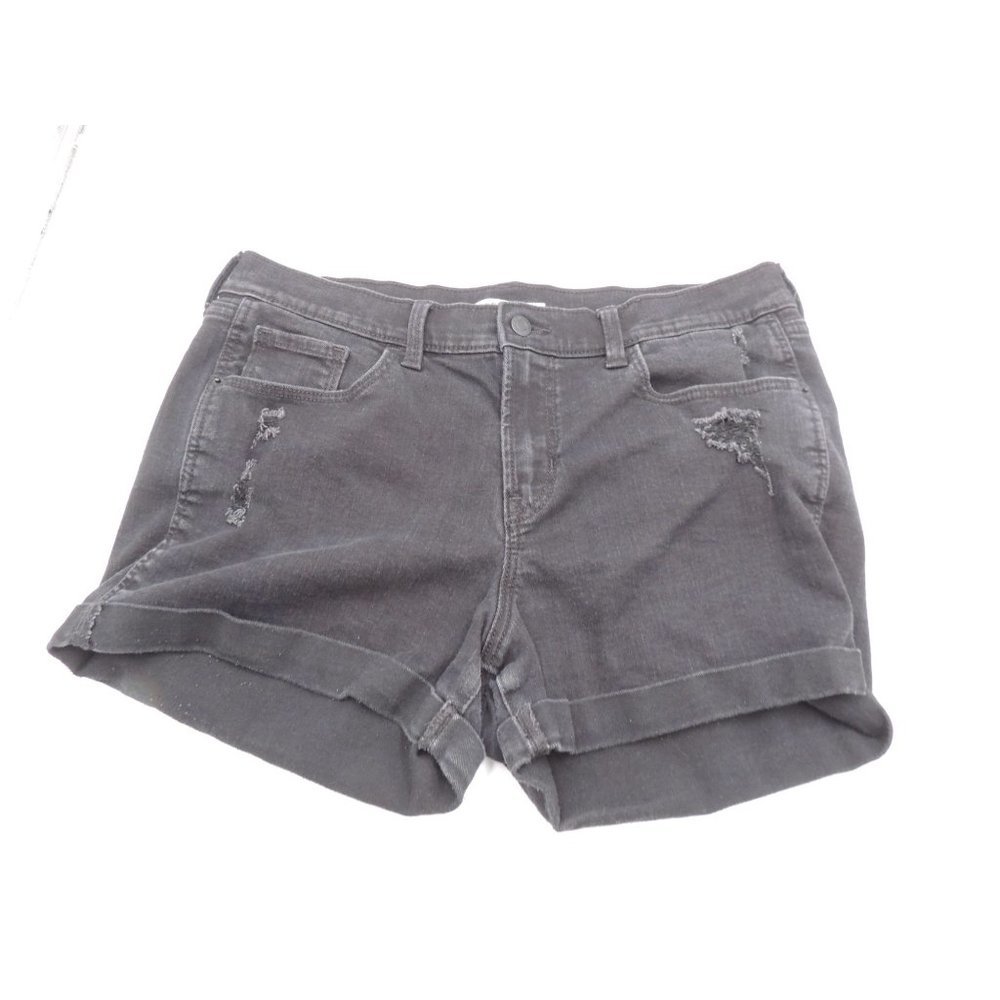 Old Navy Boyfriend Cuffed distressed black womens jean shorts size 12